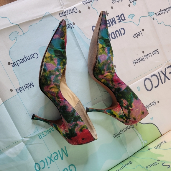 Vintage 1950s Heels Shoes Pumps Grandini New York Floral Women's Size 7N - Picture 5 of 8